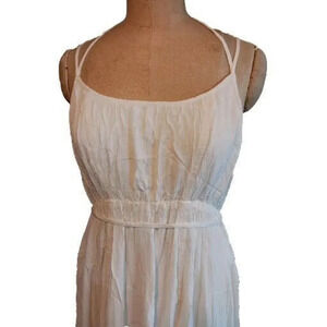 Motherhood Off White Boho Floral Lace Trim Lined Maxi Maternity Dress Medium